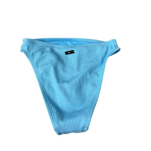 Nike Women's High-Waisted Bikini Swim Cheeky Bottom Textured Blue Sz S NWT - Picture 3 of 6
